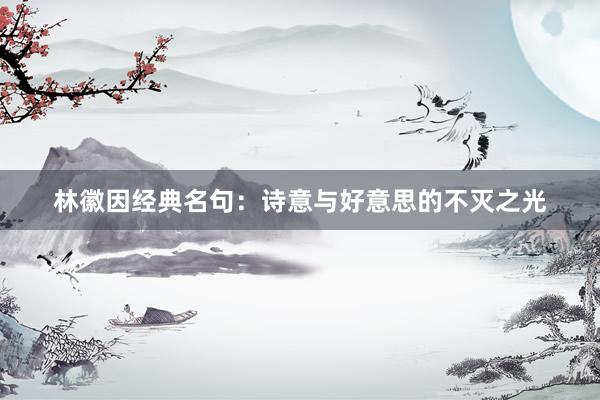 林徽因经典名句：诗意与好意思的不灭之光