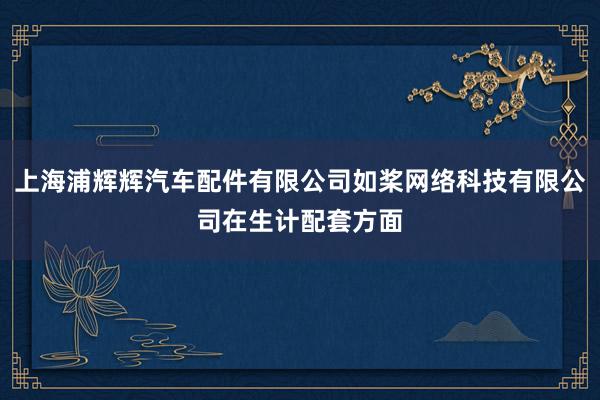 上海浦辉辉汽车配件有限公司如桨网络科技有限公司在生计配套方面